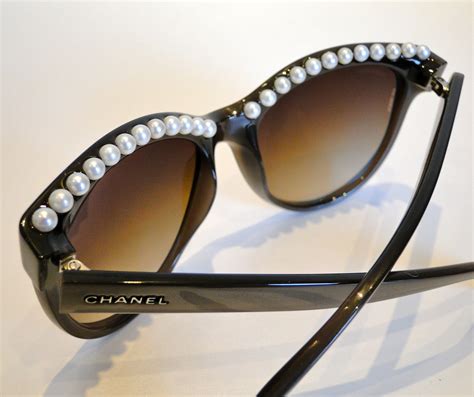 chanel black and white pearl glasses|Chanel eyeglasses with diamonds.